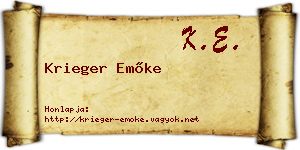 Krieger Emőke névjegykártya